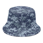 Navy Digital Camo Pattern Print Bucket Hat
