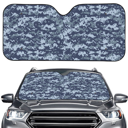 Navy Digital Camo Pattern Print Car Windshield Sun Shade