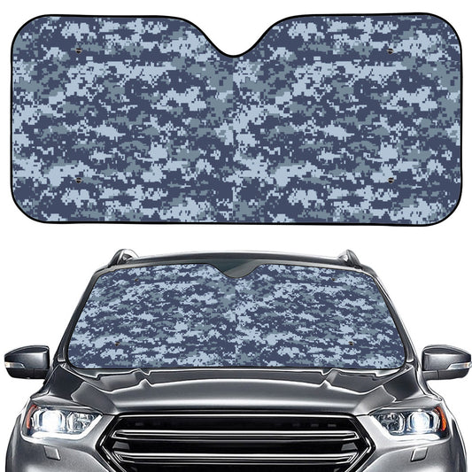 Navy Digital Camo Pattern Print Car Windshield Sun Shade