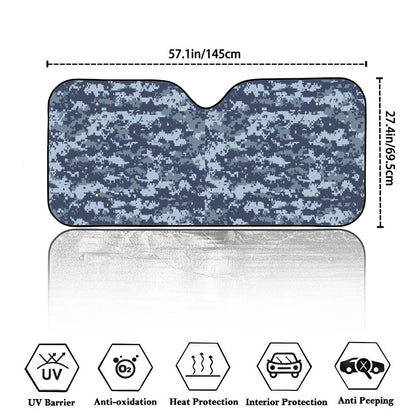 Navy Digital Camo Pattern Print Car Windshield Sun Shade