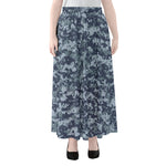 Navy Digital Camo Pattern Print Chiffon Maxi Skirt