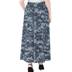 Navy Digital Camo Pattern Print Chiffon Maxi Skirt