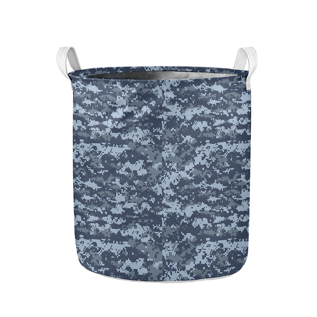 Navy Digital Camo Pattern Print Collapsible Laundry Basket