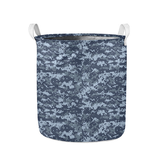 Navy Digital Camo Pattern Print Collapsible Laundry Basket