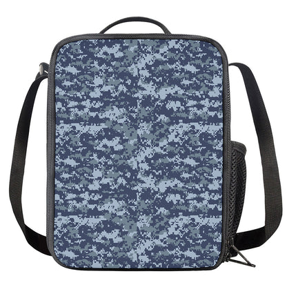 Navy Digital Camo Pattern Print Crossbody Lunch Bag