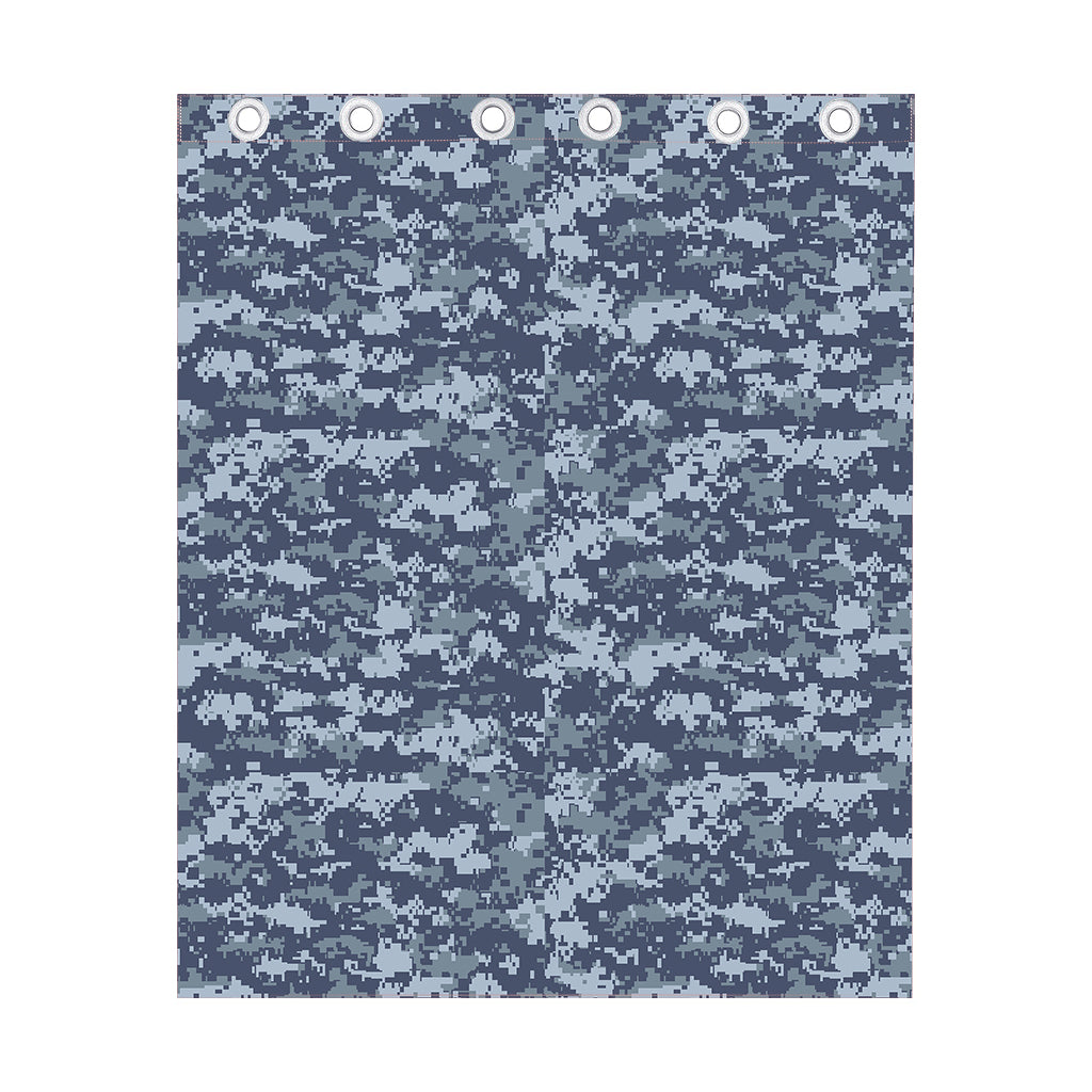 Navy Digital Camo Pattern Print Curtain