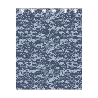 Navy Digital Camo Pattern Print Curtain