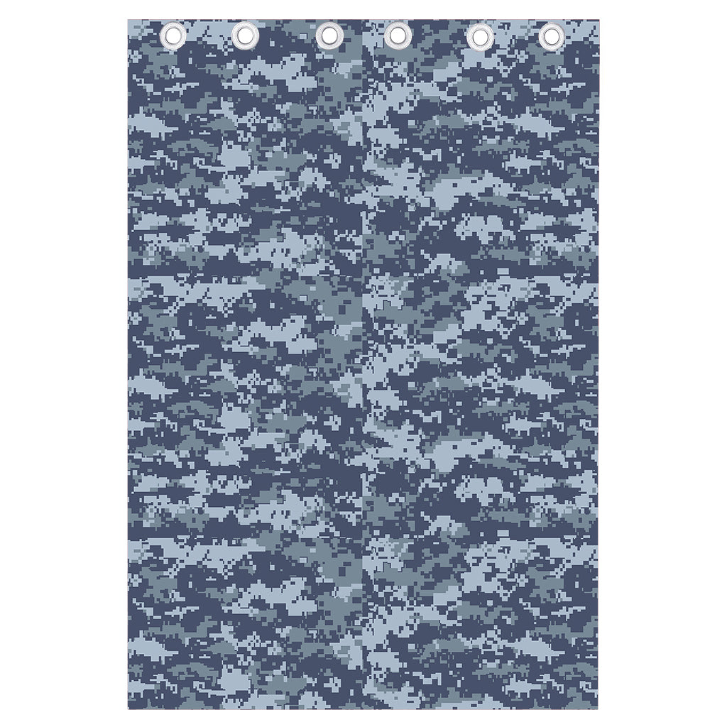 Navy Digital Camo Pattern Print Curtain