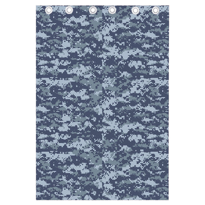 Navy Digital Camo Pattern Print Curtain