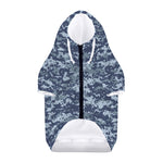 Navy Digital Camo Pattern Print Dog Zip Up Hoodie