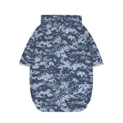 Navy Digital Camo Pattern Print Dog Zip Up Hoodie