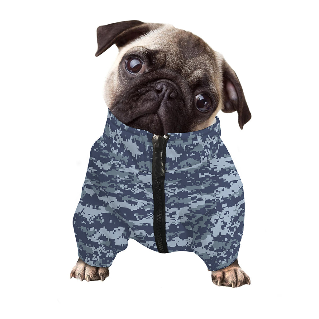 Navy Digital Camo Pattern Print Dog Zip Up Jacket