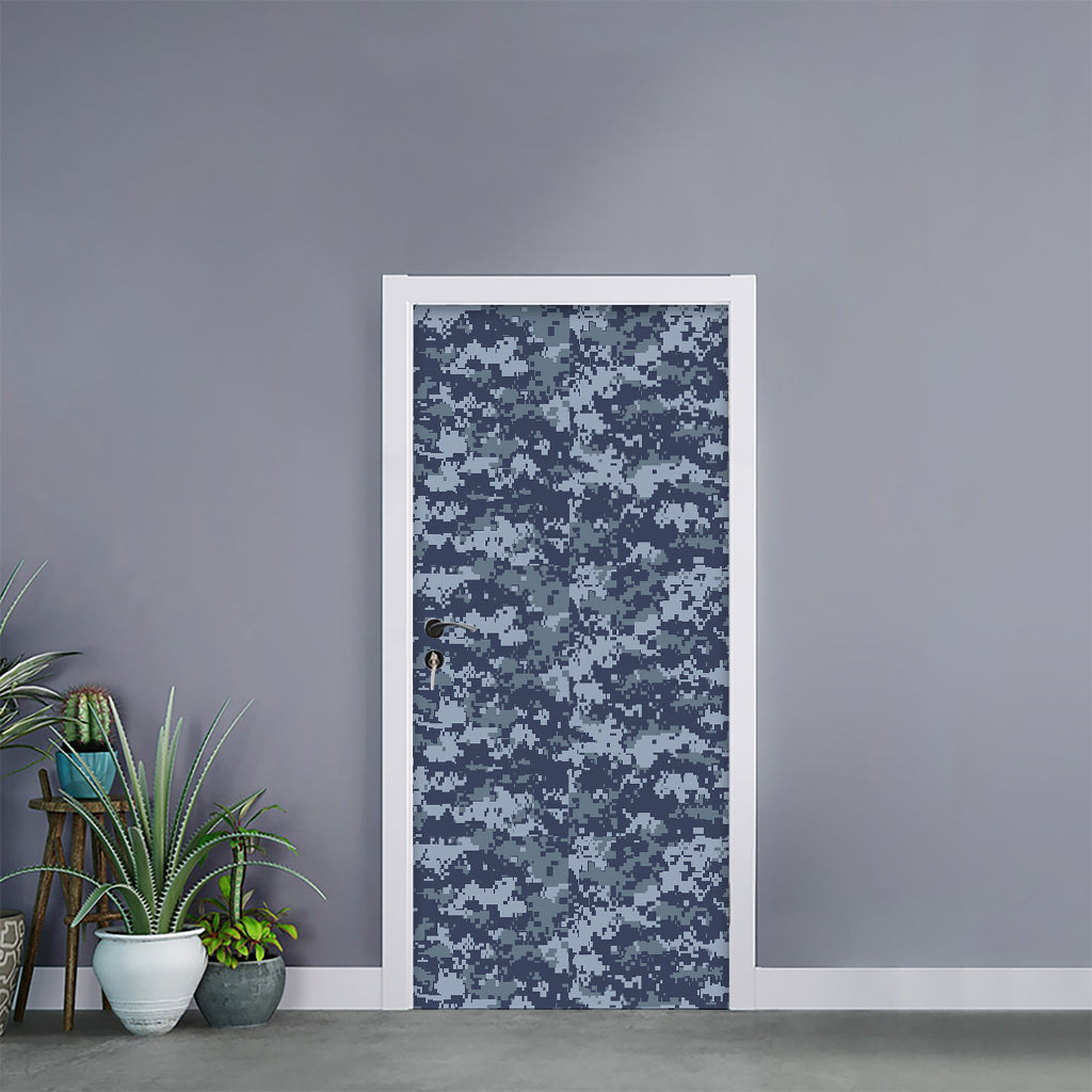 Navy Digital Camo Pattern Print Door Sticker