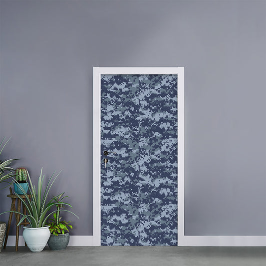 Navy Digital Camo Pattern Print Door Sticker