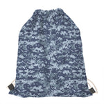 Navy Digital Camo Pattern Print Drawstring Bag