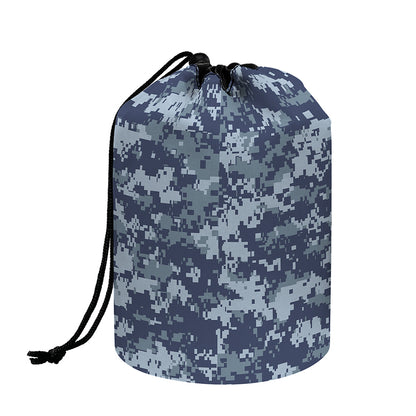 Navy Digital Camo Pattern Print Drawstring Makeup Bag