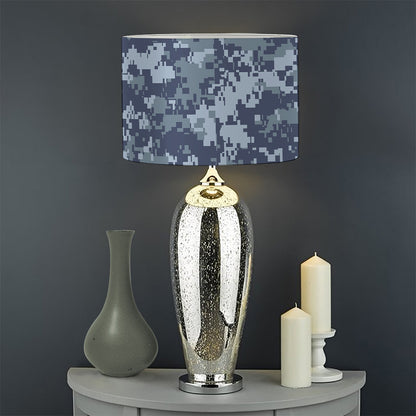 Navy Digital Camo Pattern Print Drum Lamp Shade
