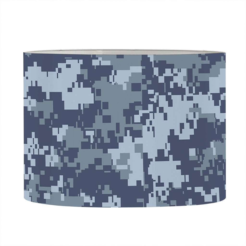 Navy Digital Camo Pattern Print Drum Lamp Shade