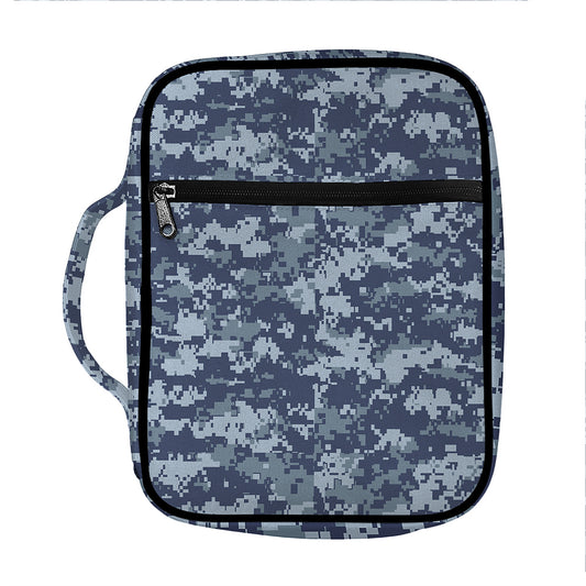 Navy Digital Camo Pattern Print Front Pocket Bible Bag