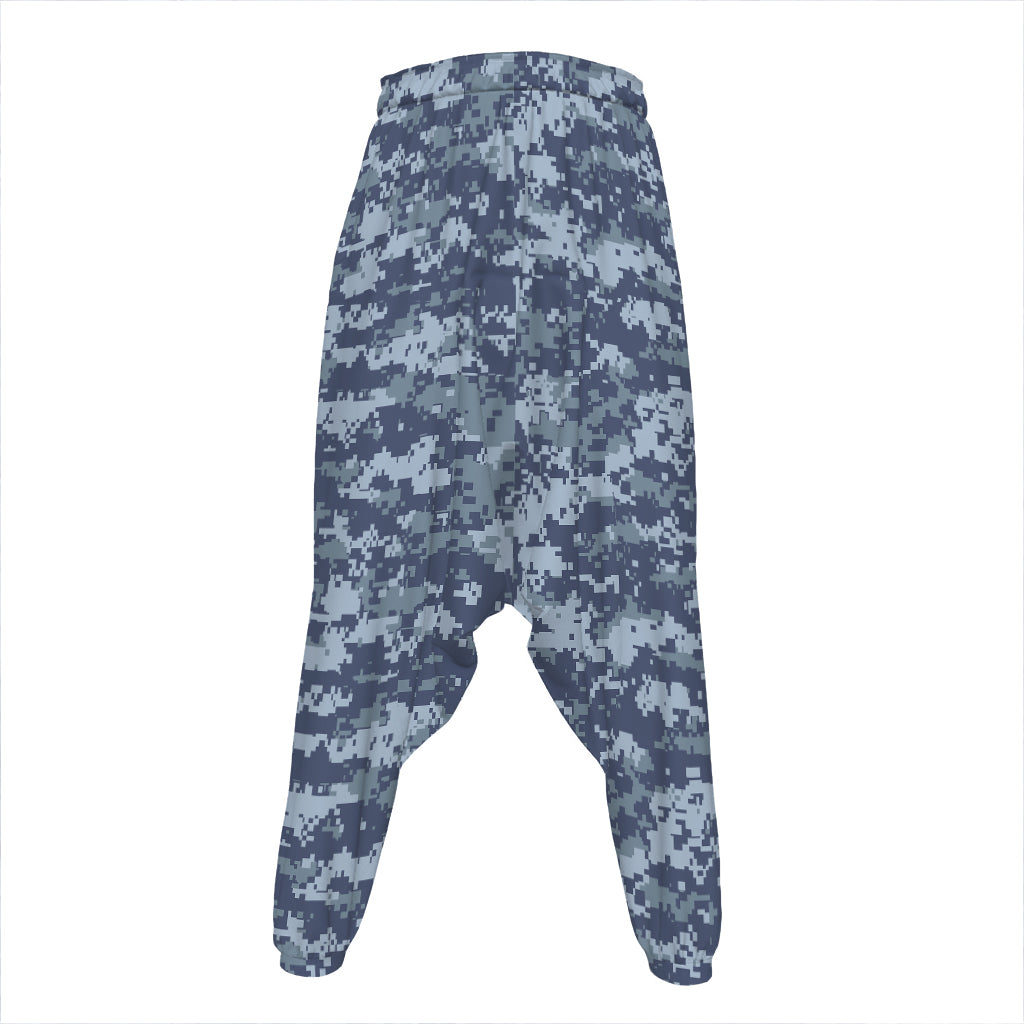 Navy Digital Camo Pattern Print Hammer Pants