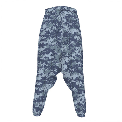 Navy Digital Camo Pattern Print Hammer Pants