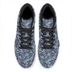 Navy Digital Camo Pattern Print High Top Leather Sneakers
