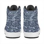 Navy Digital Camo Pattern Print High Top Leather Sneakers