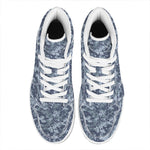Navy Digital Camo Pattern Print High Top Leather Sneakers