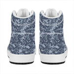 Navy Digital Camo Pattern Print High Top Leather Sneakers