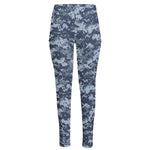 Navy Digital Camo Pattern Print High-Waisted Pocket Leggings