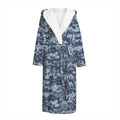 Navy Digital Camo Pattern Print Hooded Bathrobe