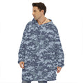 Navy Digital Camo Pattern Print Hoodie Blanket