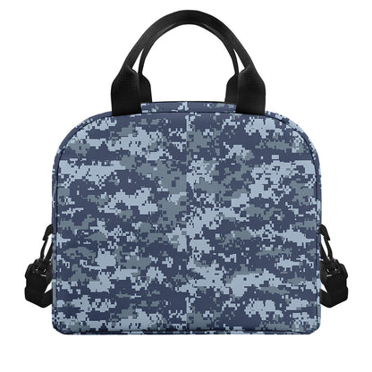 Navy Digital Camo Pattern Print Insulated Lunch Bag
