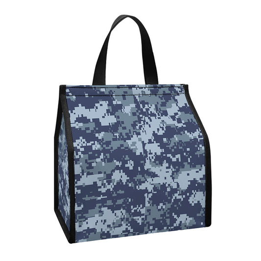 Navy Digital Camo Pattern Print Insulated Lunch Tote