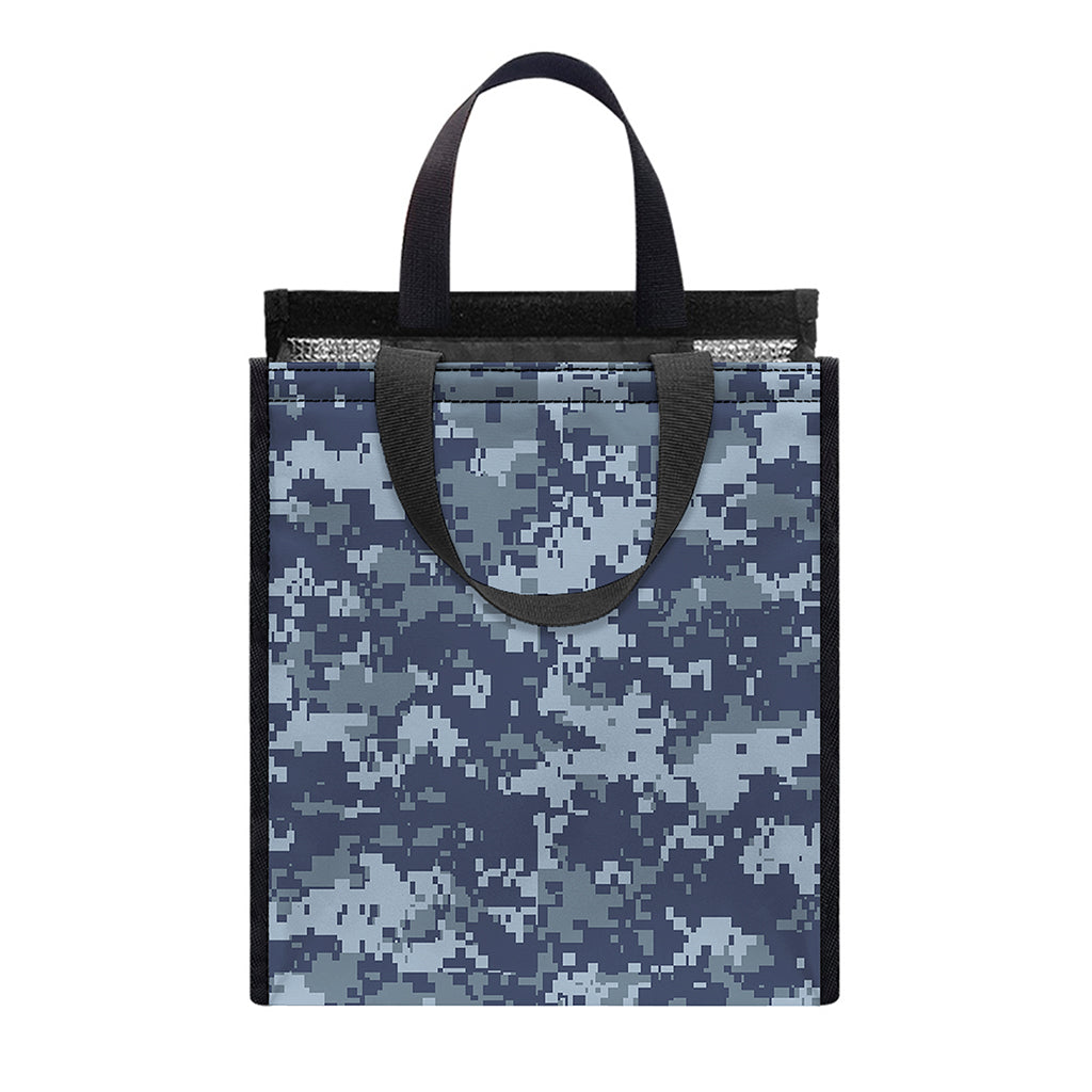 Navy Digital Camo Pattern Print Insulated Lunch Tote