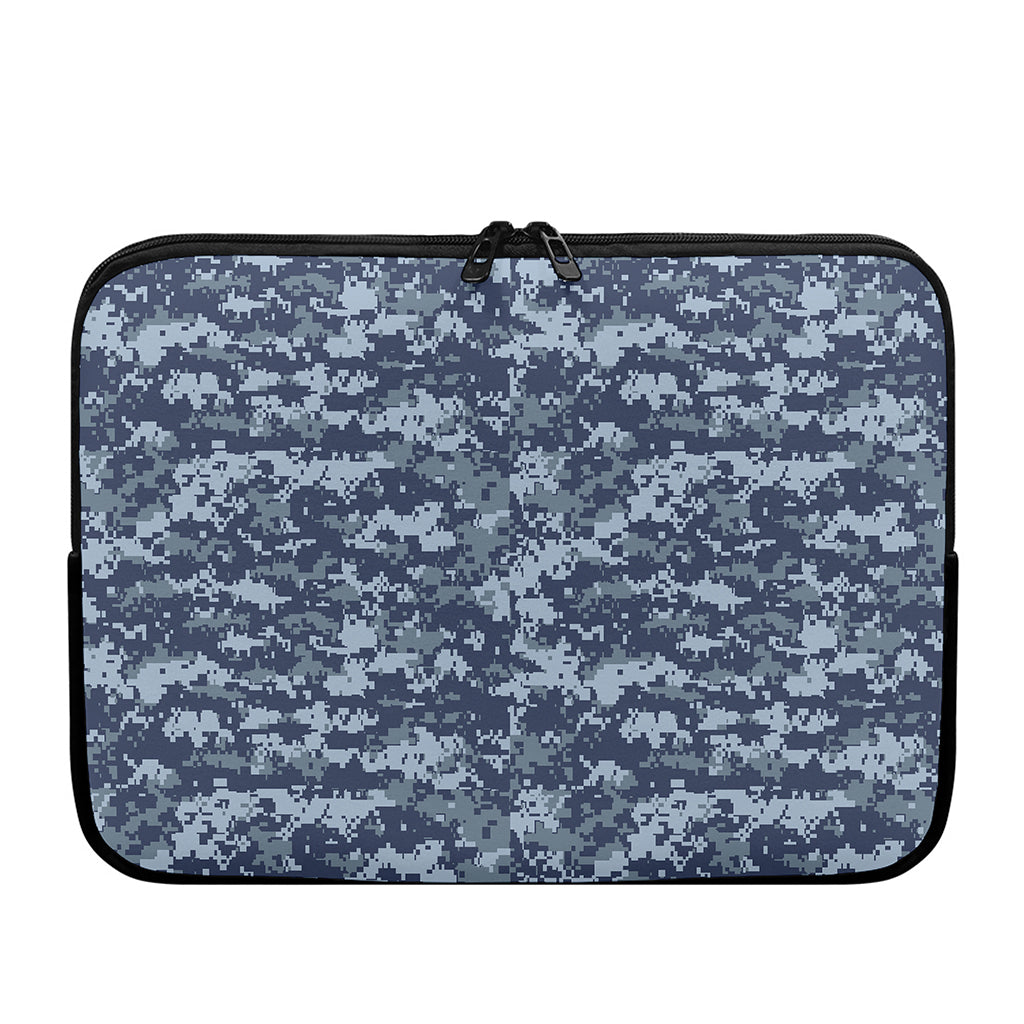 Navy Digital Camo Pattern Print Laptop Sleeve