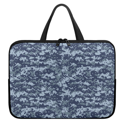 Navy Digital Camo Pattern Print Laptop Sleeve With Handle
