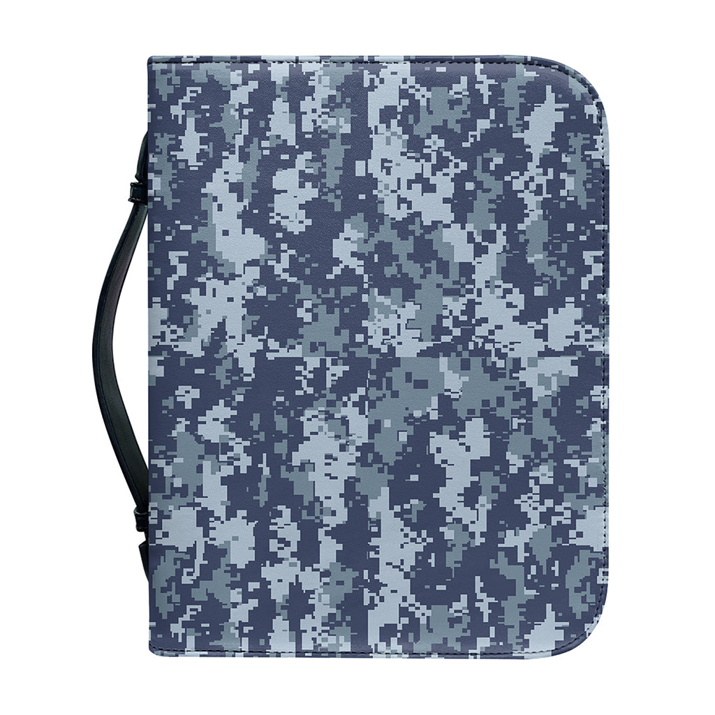 Navy Digital Camo Pattern Print Leather Bible Cover