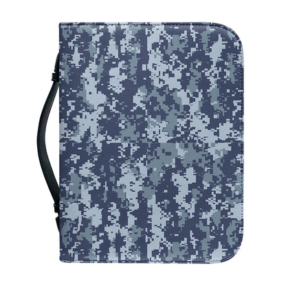 Navy Digital Camo Pattern Print Leather Bible Cover