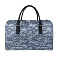 Navy Digital Camo Pattern Print Leather Duffel Bag