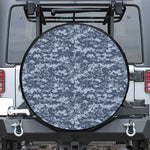 Navy Digital Camo Pattern Print Leather Spare Tire Cover