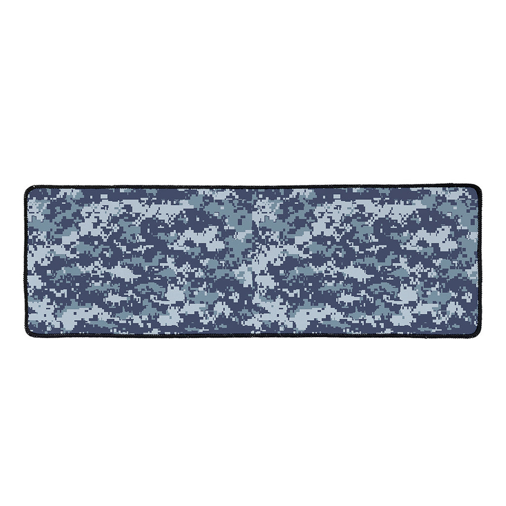 Navy Digital Camo Pattern Print Long Kitchen Mat