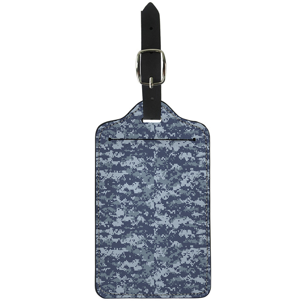 Navy Digital Camo Pattern Print Luggage Tag