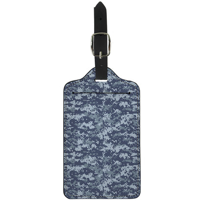 Navy Digital Camo Pattern Print Luggage Tag