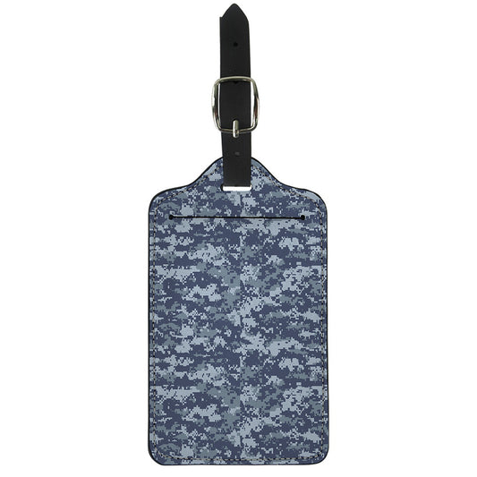 Navy Digital Camo Pattern Print Luggage Tag