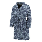 Navy Digital Camo Pattern Print Men's Bathrobe