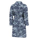 Navy Digital Camo Pattern Print Men's Bathrobe