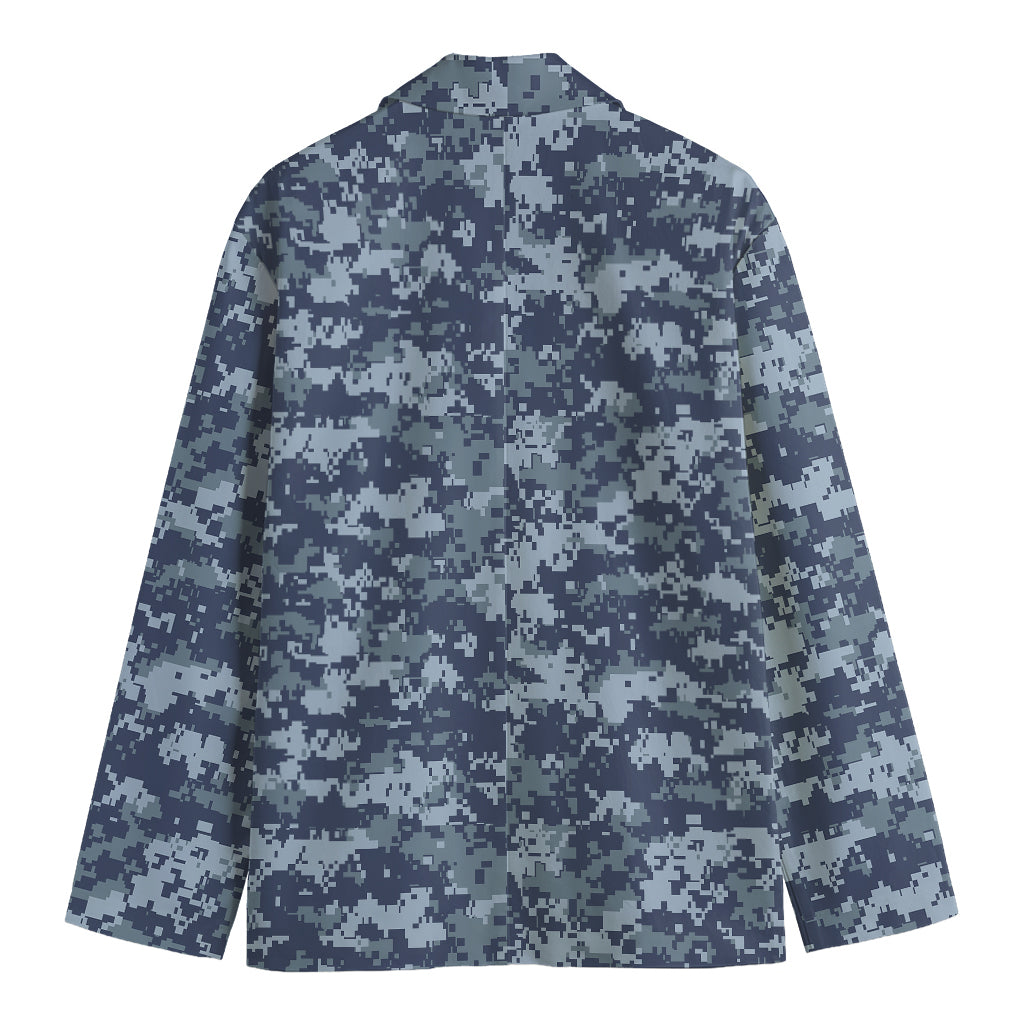 Navy Digital Camo Pattern Print Men's Blazer