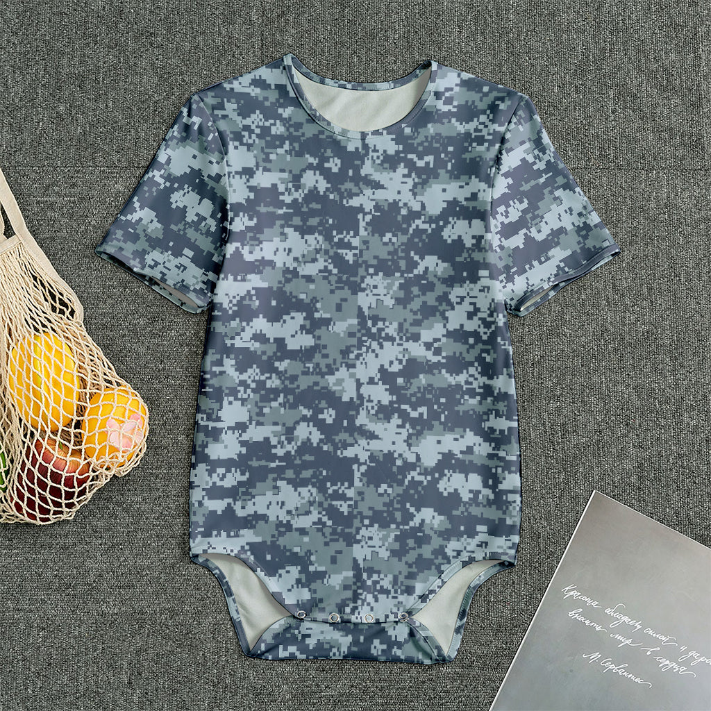 Navy Digital Camo Pattern Print Men's Bodysuit