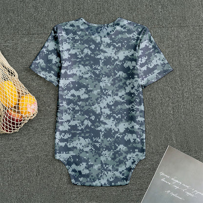 Navy Digital Camo Pattern Print Men's Bodysuit